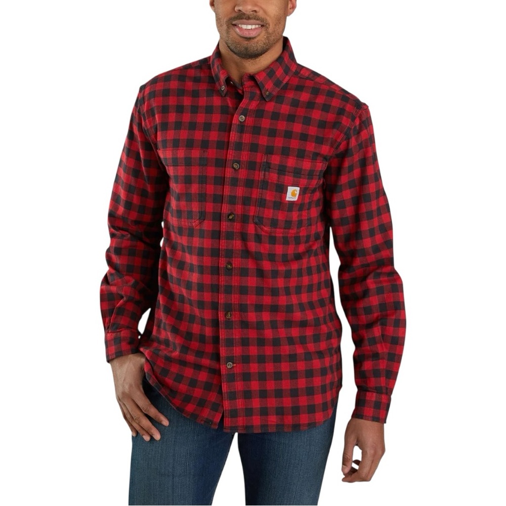 Carhartt Rugged Flex Flannel Shirt Oxblood Button Down Men’s 2XL Talll